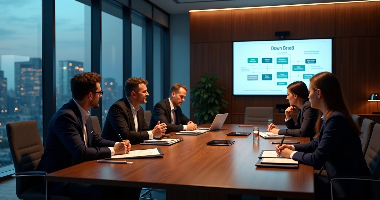 Reunião de conselho de administração em empresa média moderna