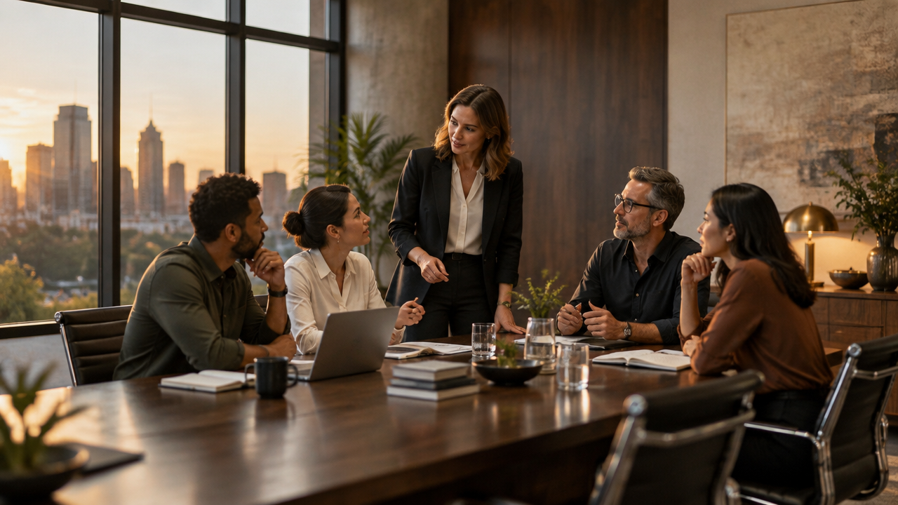 Líder adapta a orientação e o apoio às necessidades de uma equipe durante uma reunião de trabalho